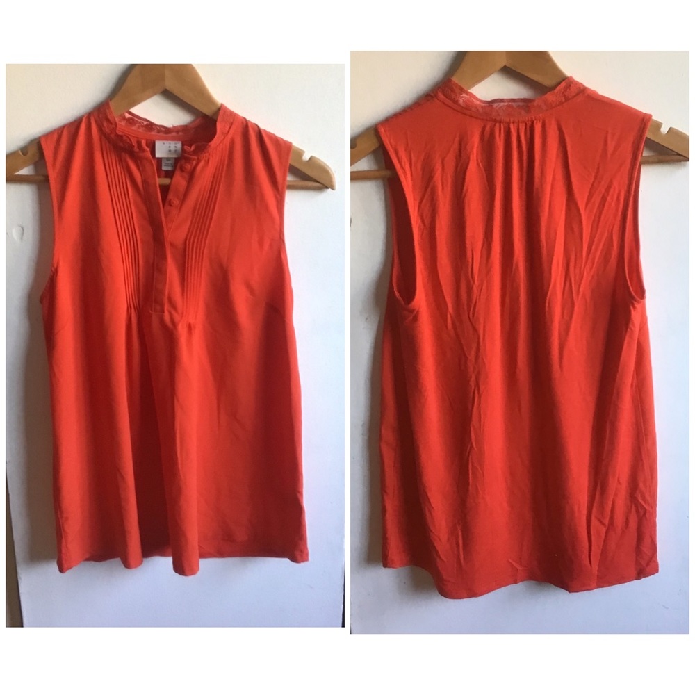 A New Day Tomato Orange Sleeveless Blouse Sz XS